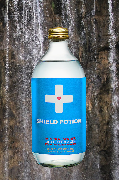 Shield Potion at river landscape